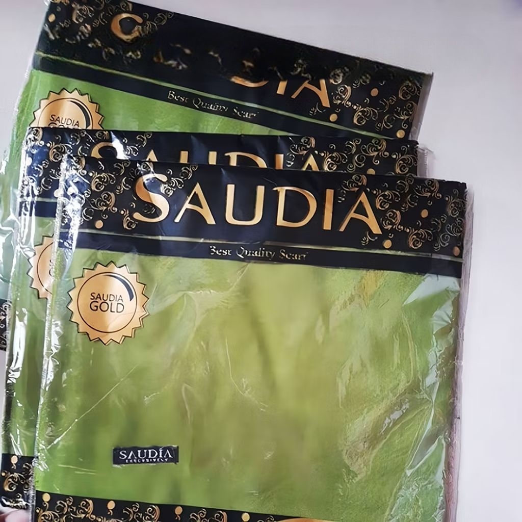 Kerudung Segiempat Saudia Rawis warna Hijau Muslimat /Jilbab Muslimat Polos