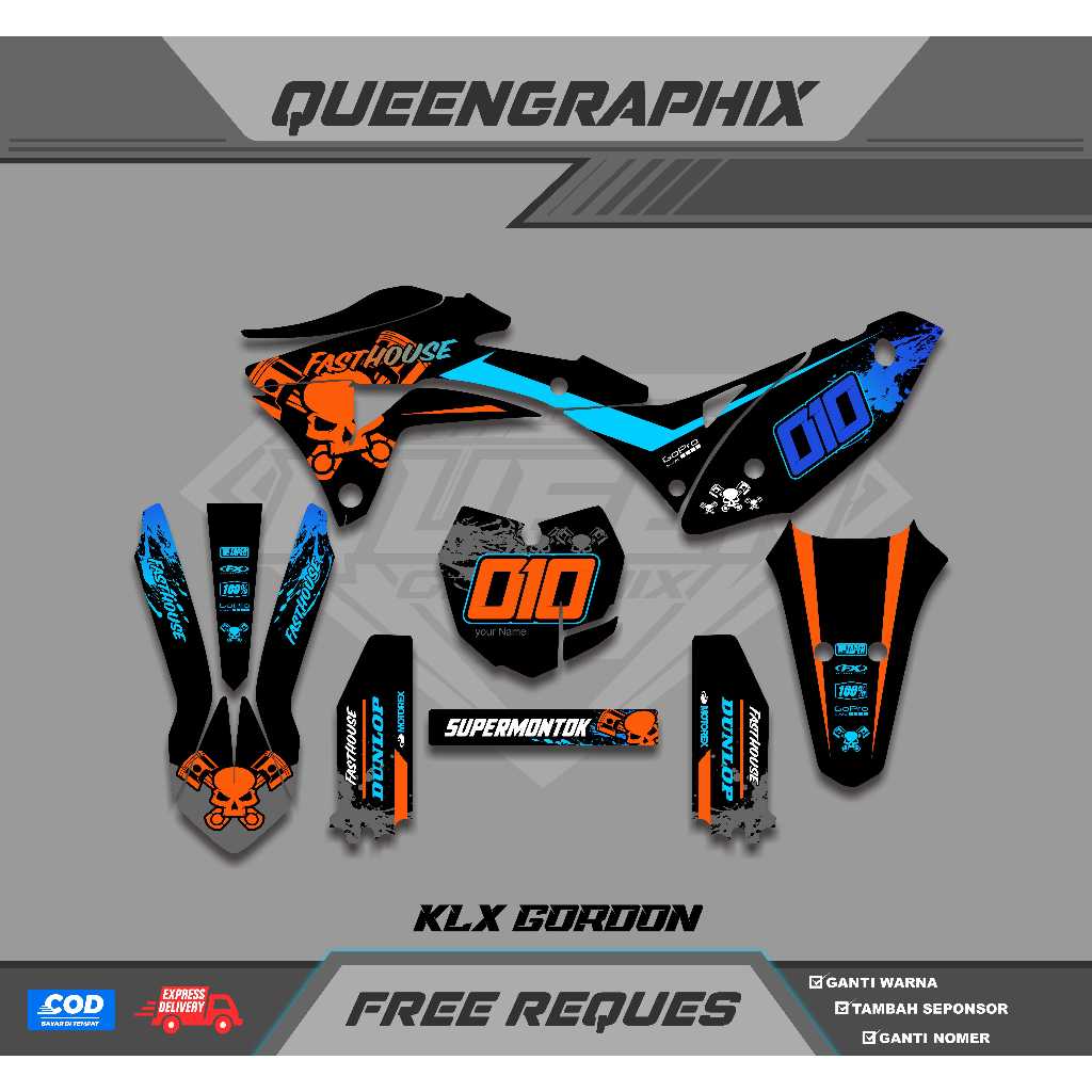 DECAL KLX GORDON GTX KLX GORDON BISA CUSTOM DESAIGN NAMA, NONOR, SPONSOR, WARNA (53)