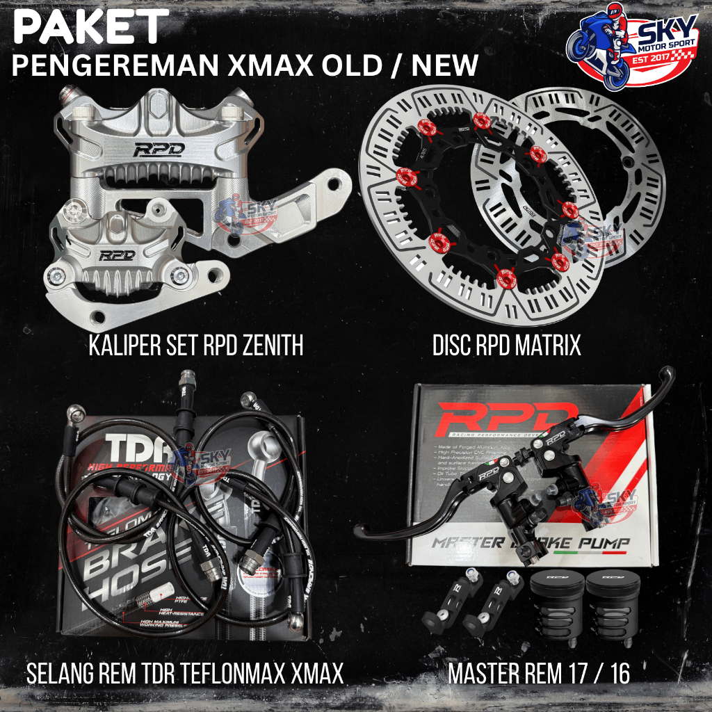 Paket Pengereman RPD Xmax Old / Xmax Connected Kaliper + Master Rem + Selang Rem + Disc
