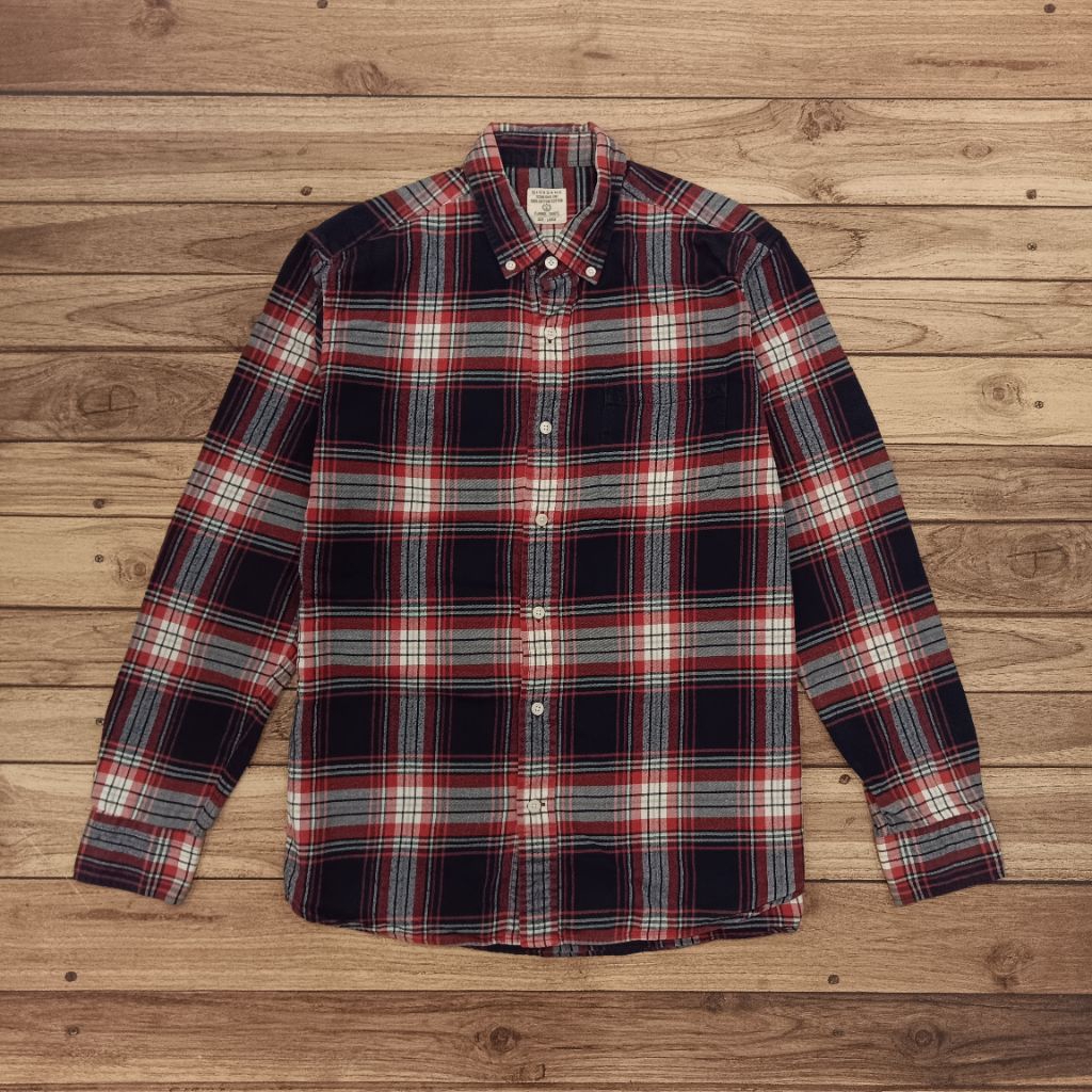 (Preloved) Kemeja Pria Flannel Giordano Lengan Panjang | Size L