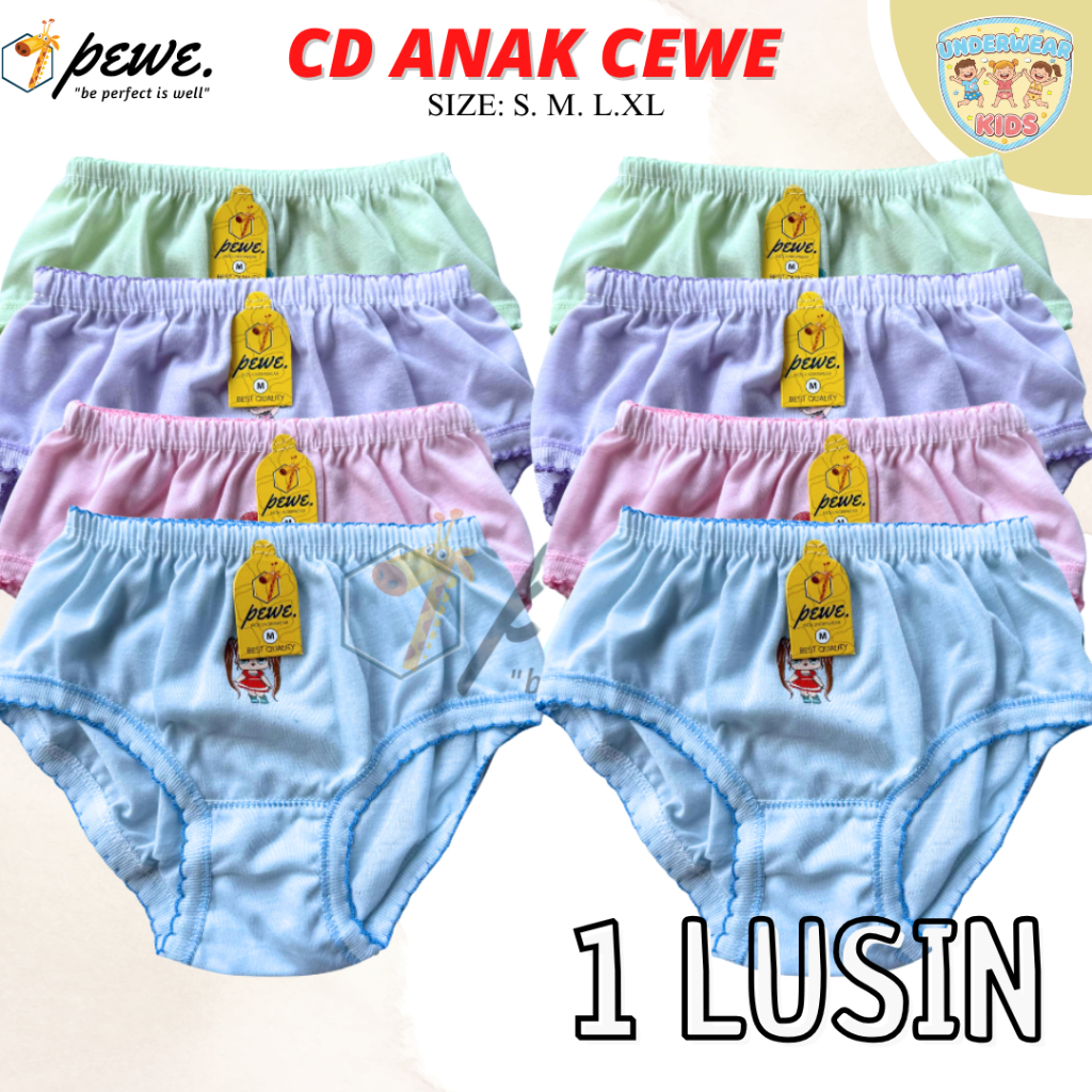 1 lusin celana dalam ank perempuan bahan grosir nyaman dan tebal / cd anak cewek 1-10 tahun / sempak