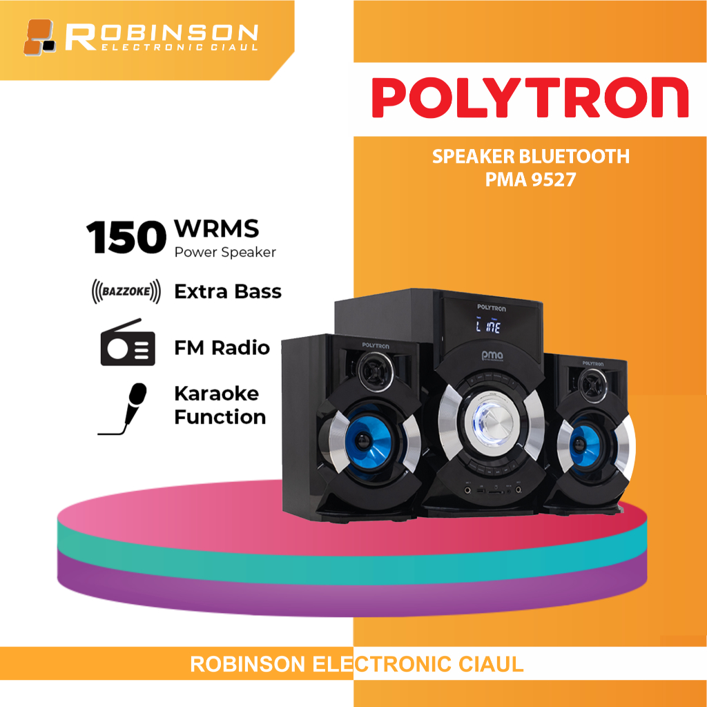 Polytron Aktif Speaker Bluetooth PMA 9527 Terbaru Extra Bass FM Radio Karaoke