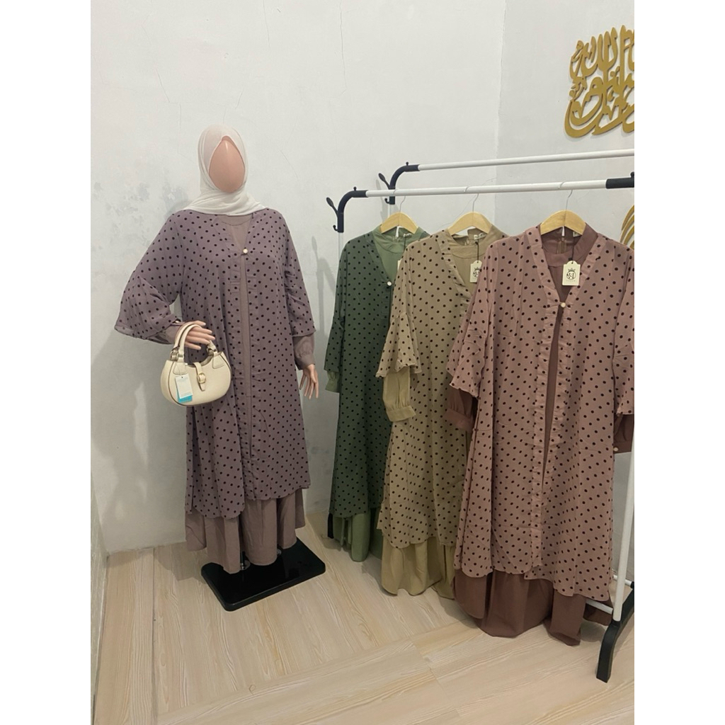 Gamis muslimah polkadot outer terpisah