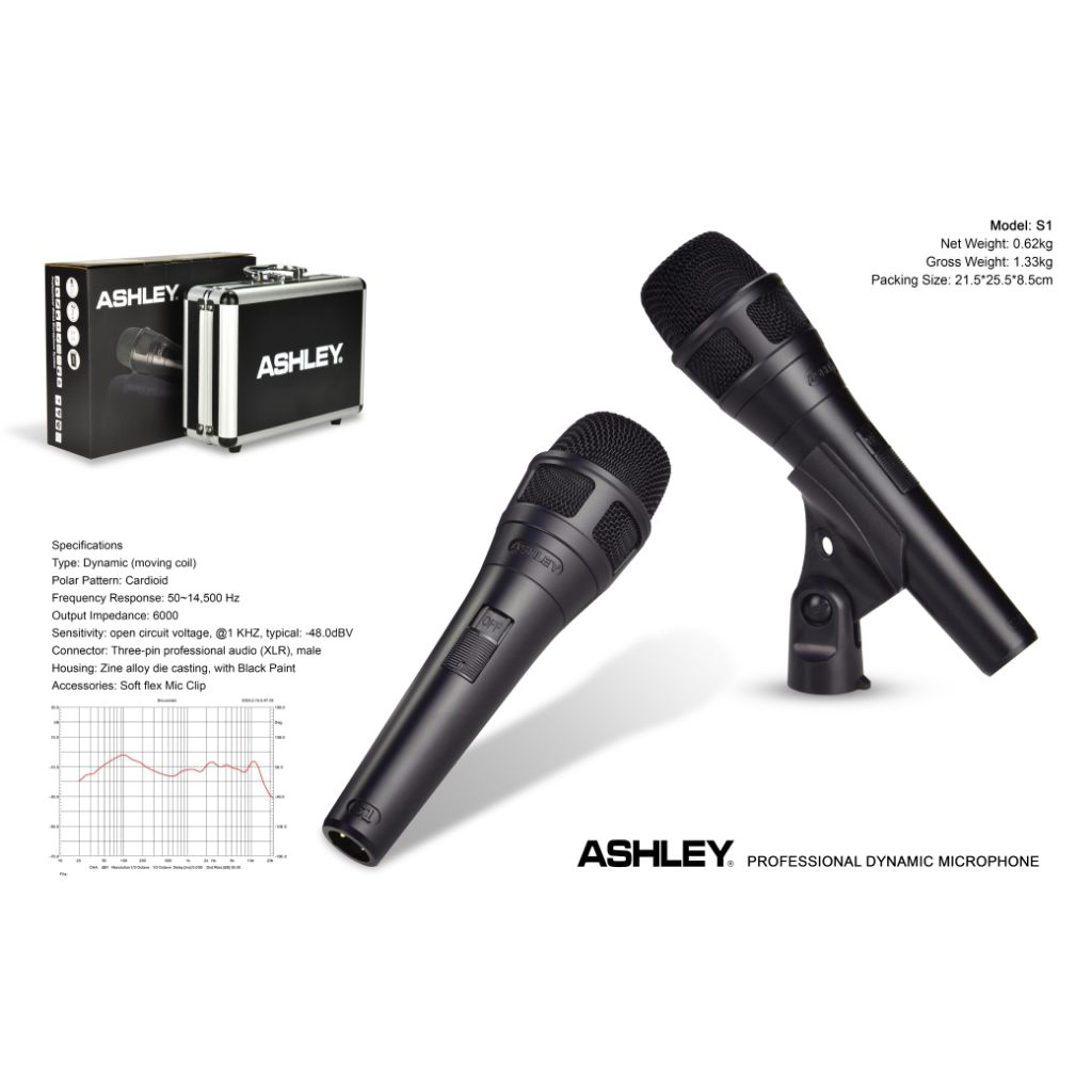 Mic Ashley Microphone Professional Dynamic  ASHLEY Original
