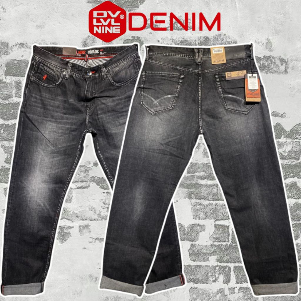 CELANA JEANS PRIA PANJANG DV LEVEL NINE ORIGINAL BLACKWASH