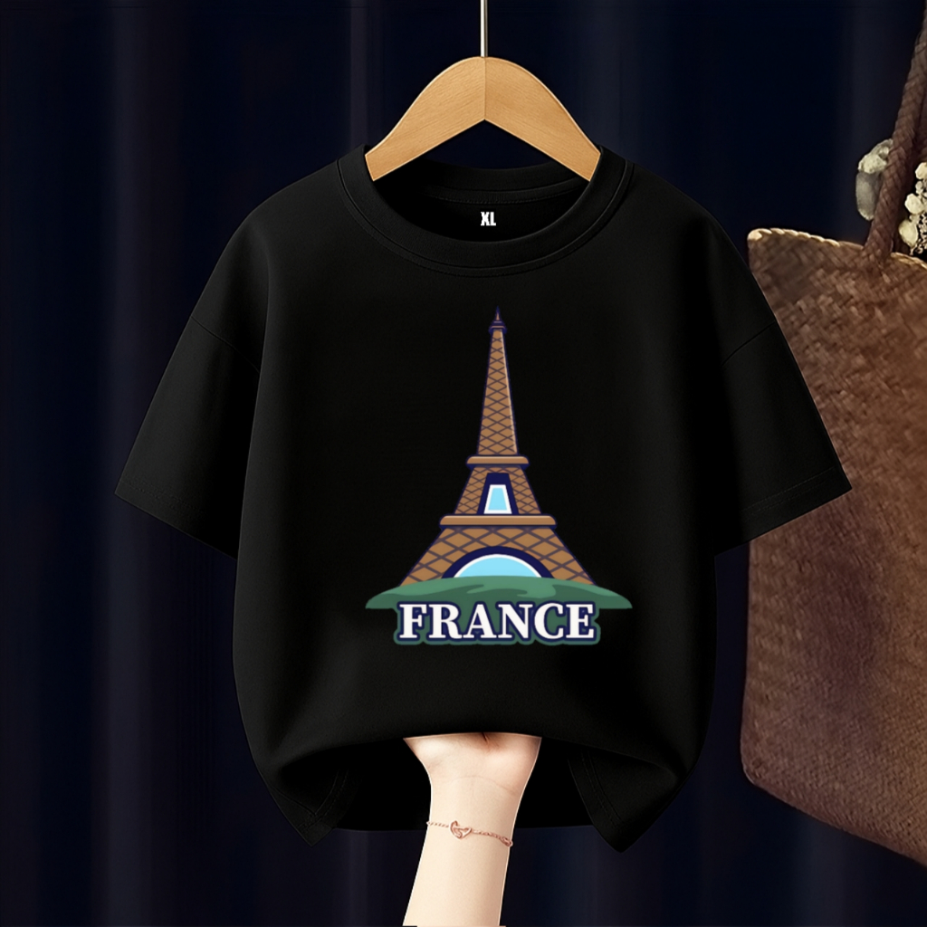 BAJU KAOS ANAK FRANCE MENARA EIFFEL FREE CUSTOM NAMA