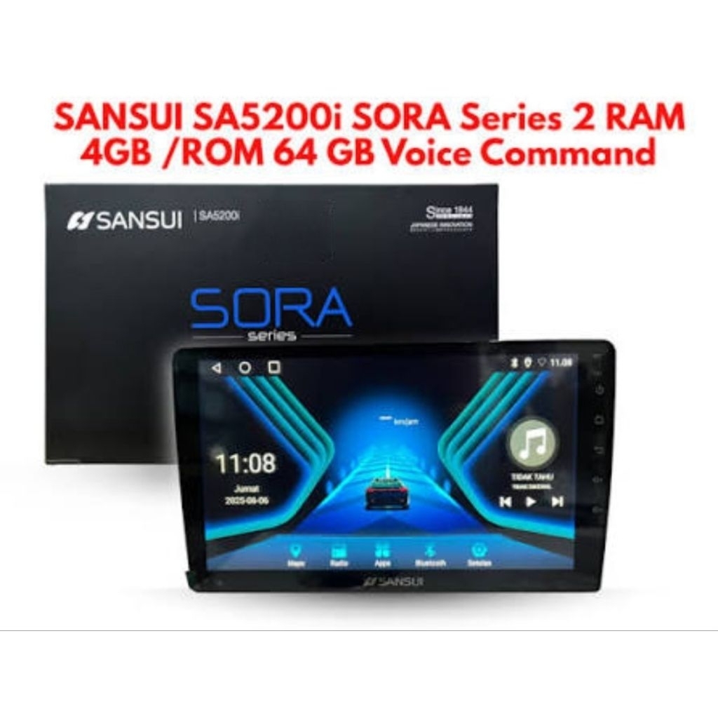 HU Android Sansui Sora New 9inch Ram 4/64GB Carplay