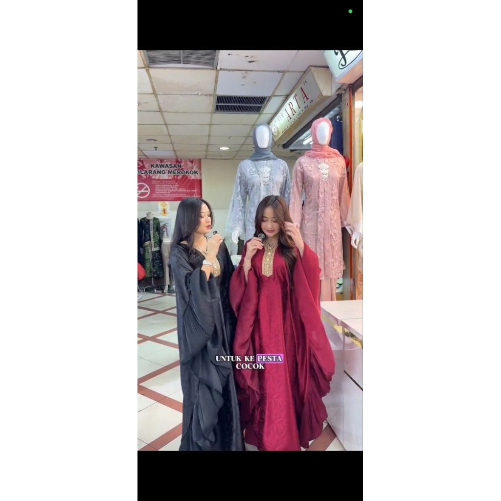 Gamis kaftan mewah untuk pesta premium Jaguar silk trend lebaran wanita hijab Muslim