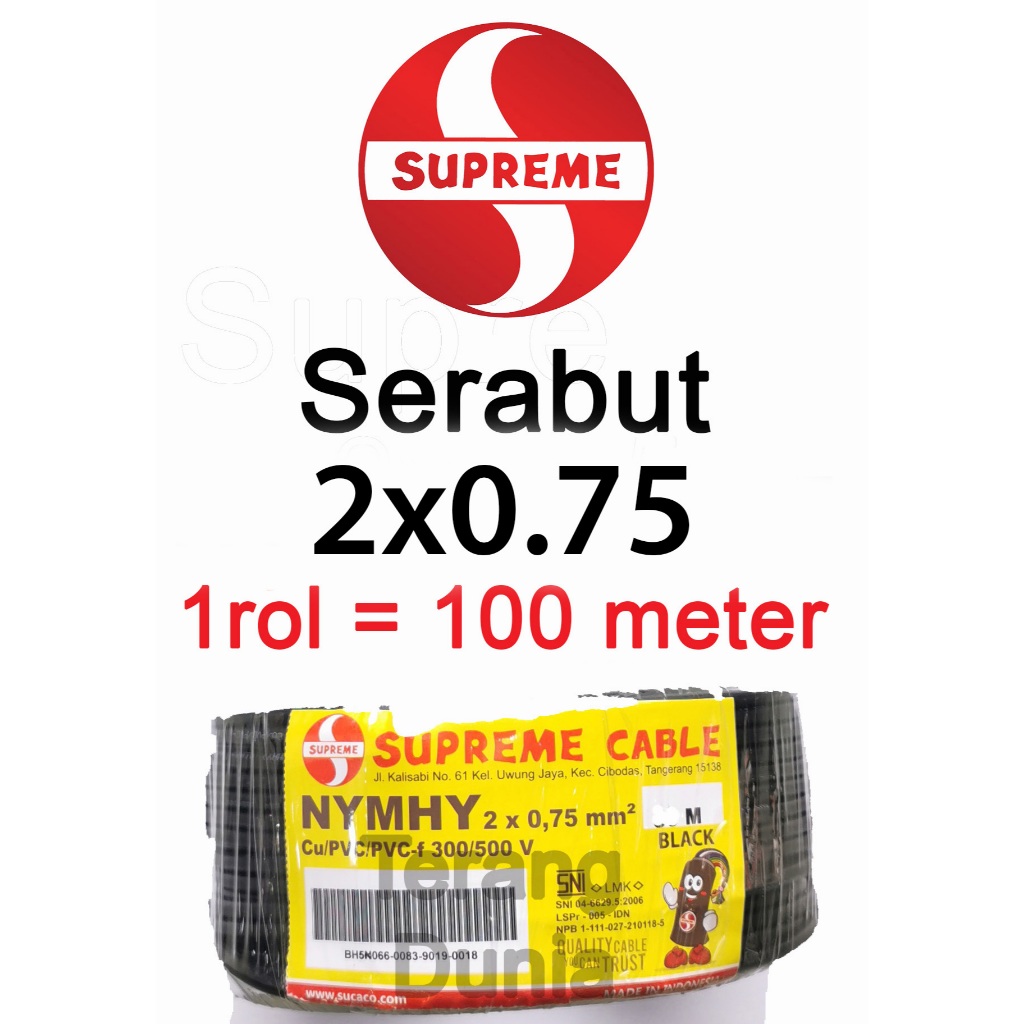 Kabel Supreme nymhy 2x0.75 100meter Kabel Supreme nymhy 2x0.75 100meter Kabel Serabut 2x0.75 Supreme