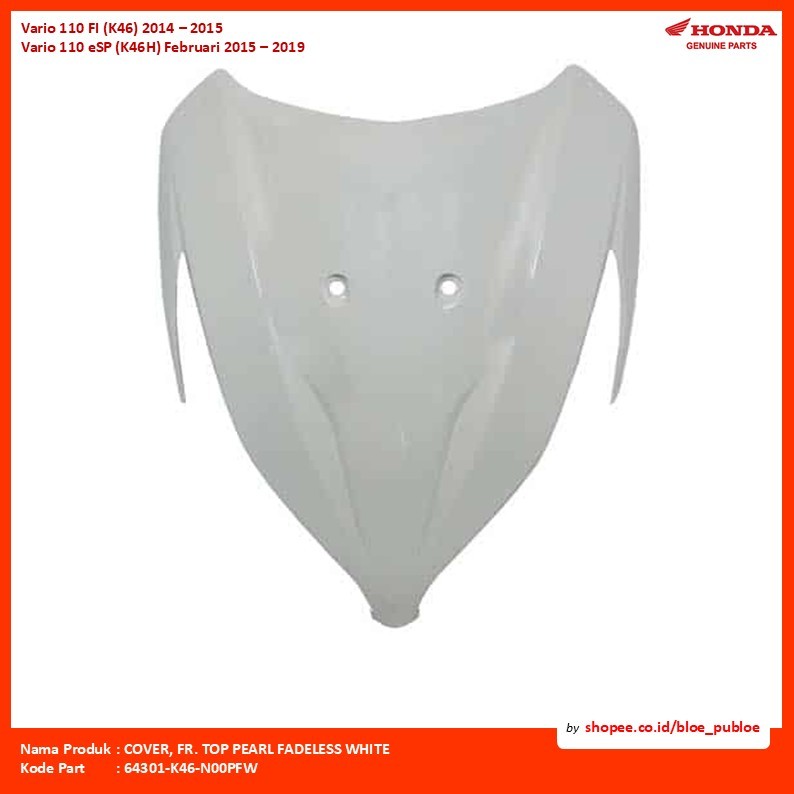 COVER, FR. TOP PEARL FADELESS WHITE/64301K46N00PFW