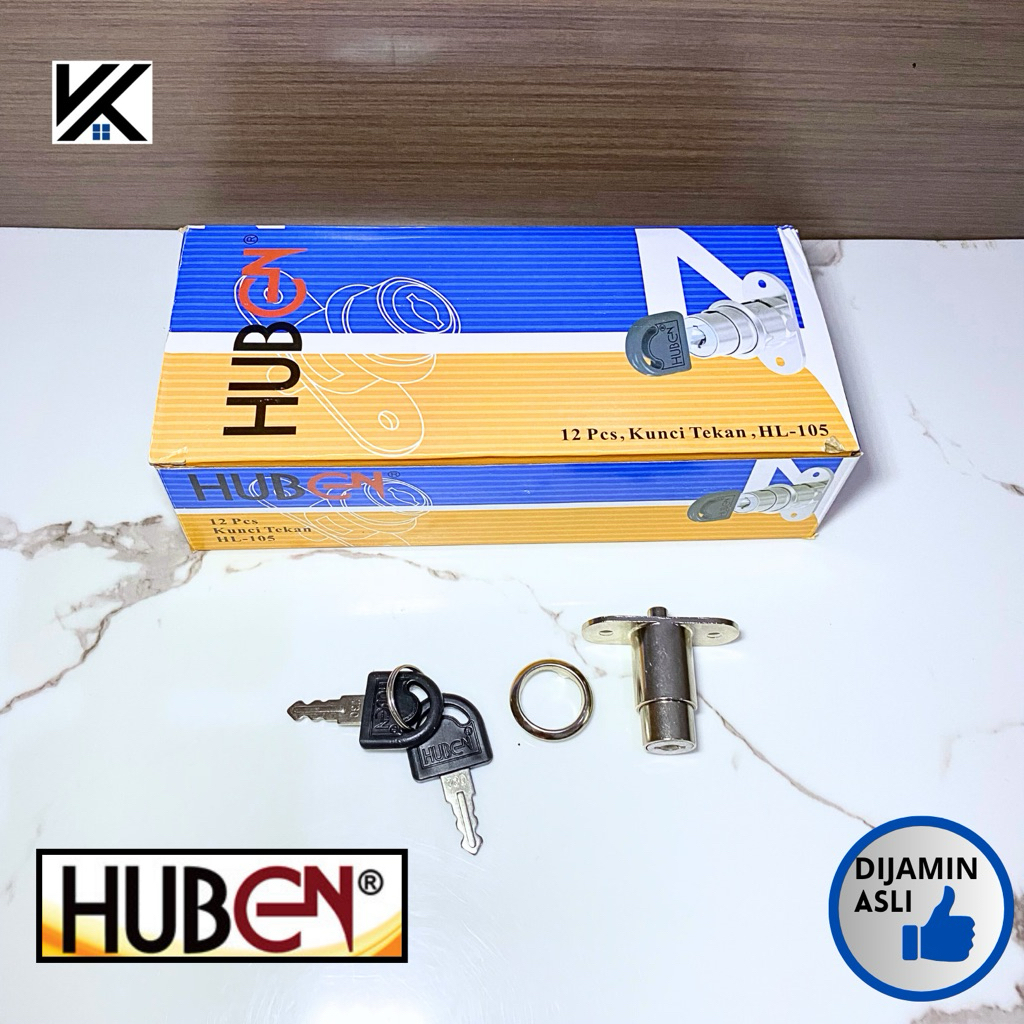 Kunci Tusuk Laci Push Lock HUBEN 12pcs, Kunci Tekan, HL-105