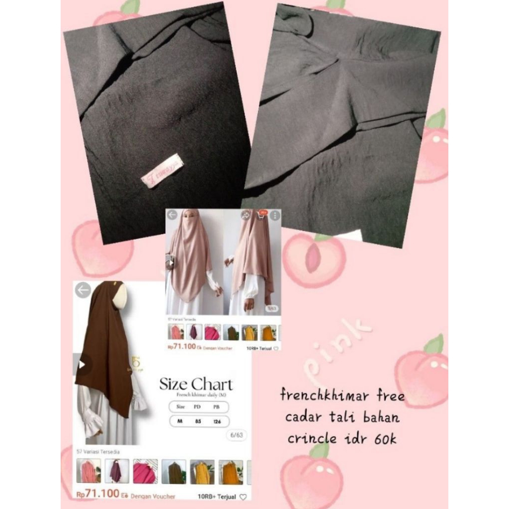 preloved French Khimar free cadar warna hitam