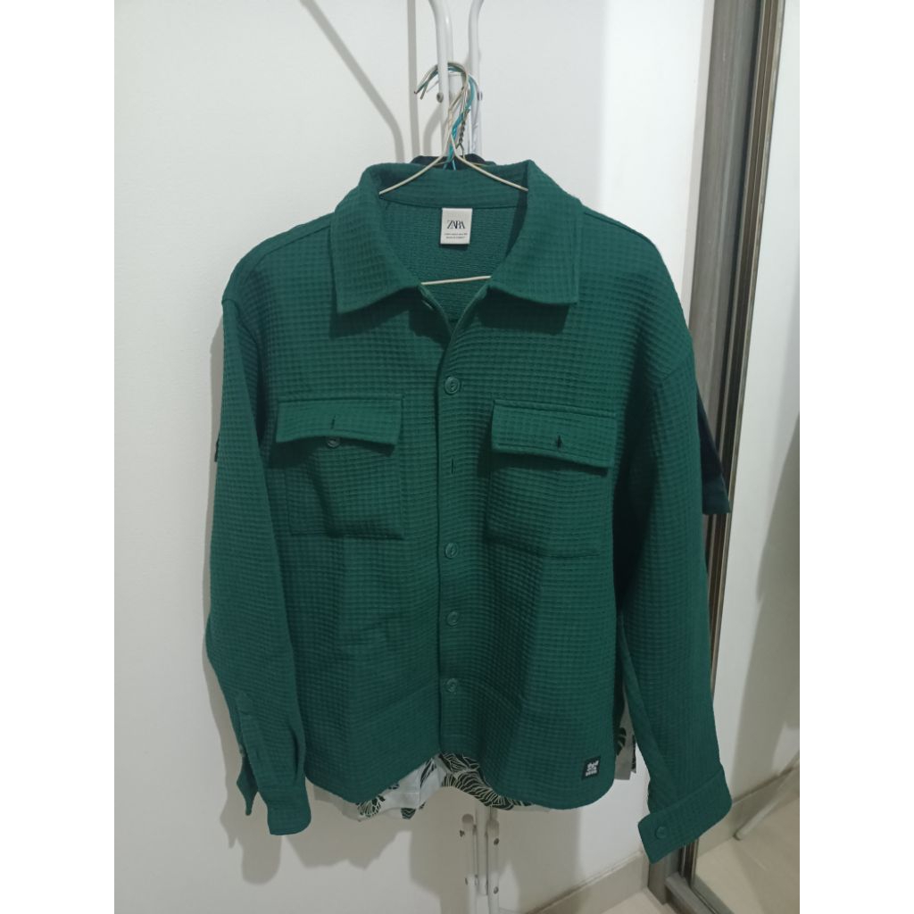 kemeja jaket ZARAMAN veaz waffle snap front