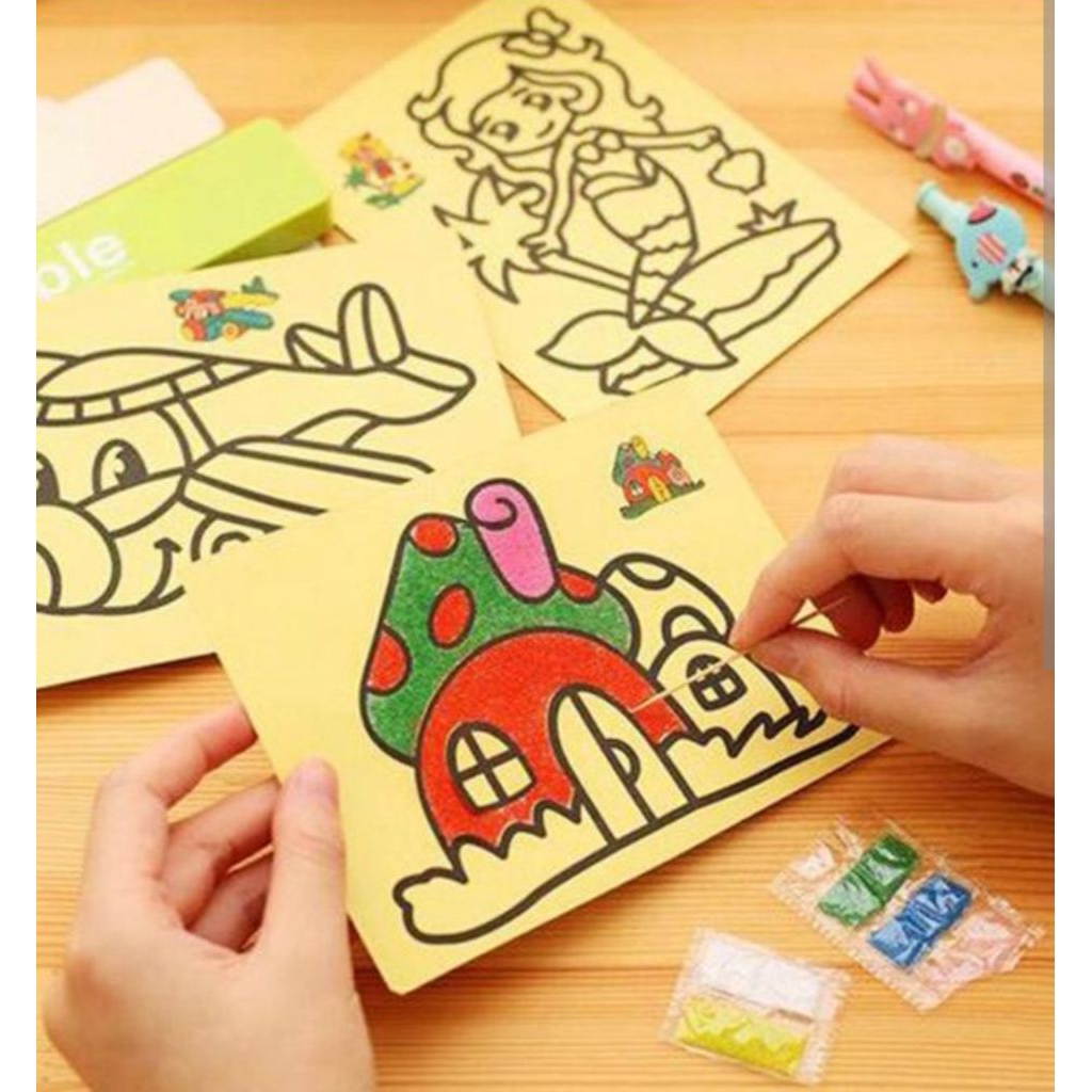 melukis pasir mainan pasir lukis anak mainan edukasi anak mewarnai pasir warna warni