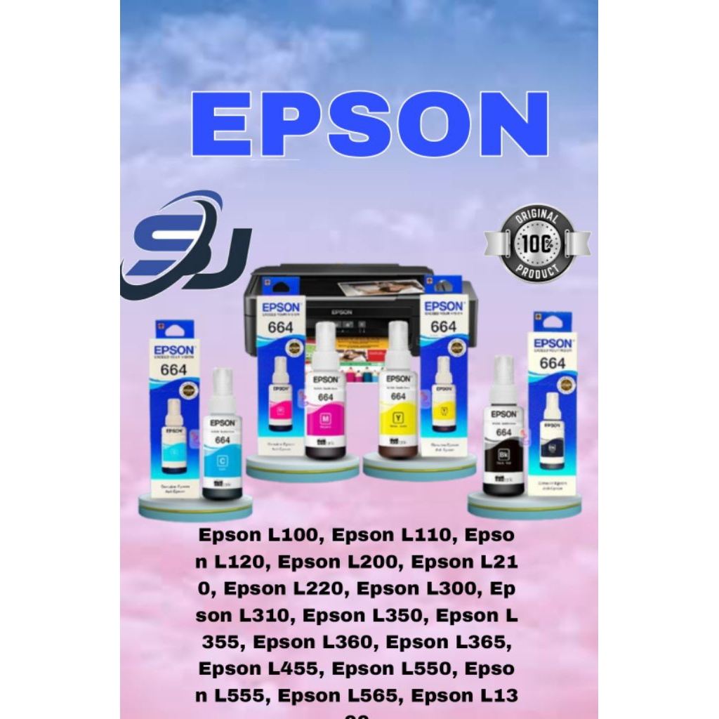 tinta EPSON 664 ORIGINAL VARIAN WARNA Epson L100, Epson L110, Epson L120 , Epson L200, Epson L210, E