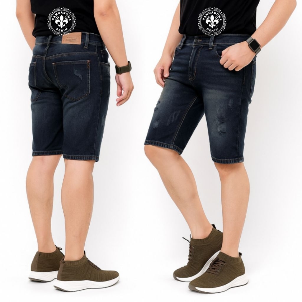 celana pria jeans pendek sobek-sobek termurah size 28/38
