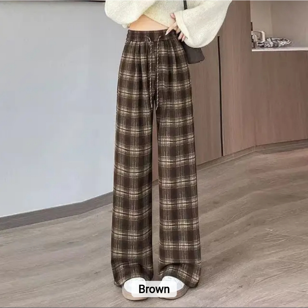 BIG SALE  CELANA LUNA BAGGY PANTS KOTAK KOTAK SUPER JUMBO FLANEL KNIT PREMIUM - CELANA TARTAN LOOSE 