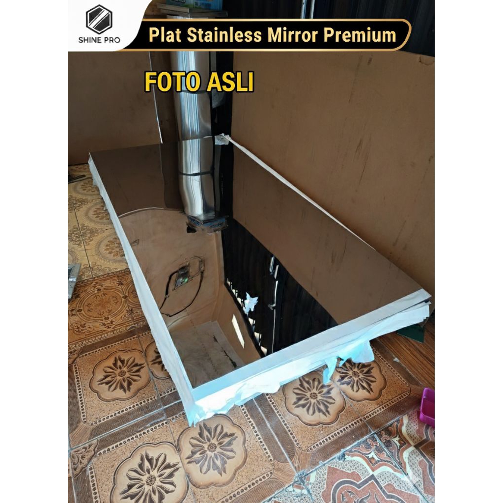 2 Lembar Plat stainless Mirror 0.3mm - lembaran 1x2 Meter