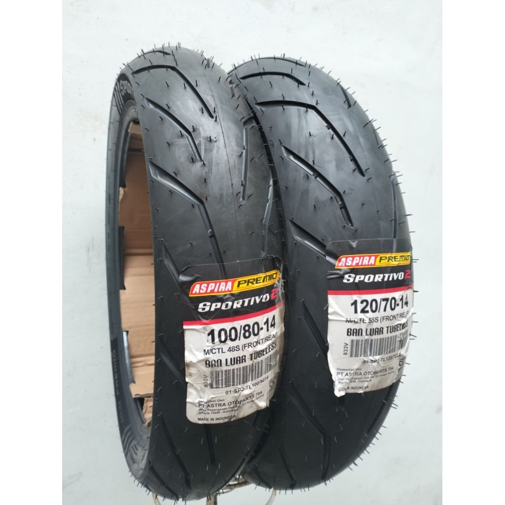 Ban tubeless aspira premio sportivo2 @90/80 17@100/80 14@90/80 14@90/90 14@80/90 14@120/70 14@140/70