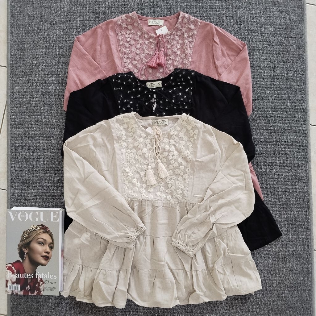 Atasan Wanita Niewen Collection Model Canda | Blouse Niewen Collection Linen Mux Brokat