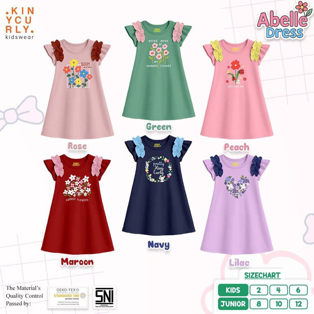 ABELLE DRESS || Dress anak bahan kaos combed 30s