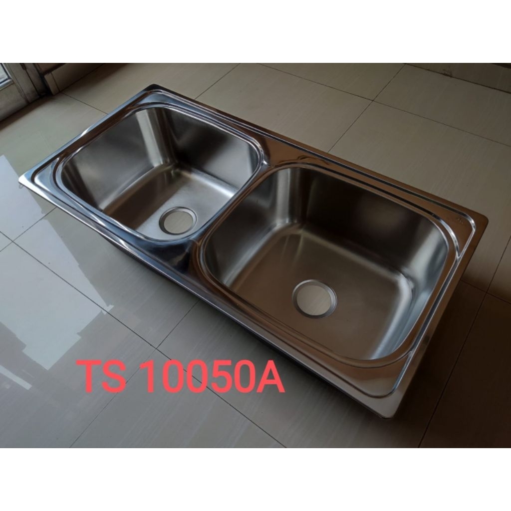 Stainless Steel Kitchen Sink / Bak Cuci Piring Stainless TS 10050A (2 lubang tanpa meja) ukuran 100x