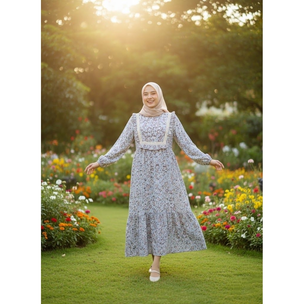 GAMIS SYAKILA KERAH RUFLE RENDA