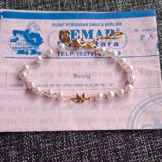 Gelang Rantai Mutiara Variasi Kupu 0,2gram Semar Nusantara