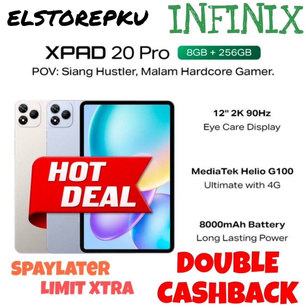 INFINIX XPAD 20 PRO 8/256 Layar 12inch 2K Eye Care Helio G100 Ultimate Battery 8000mAh AI Gaming