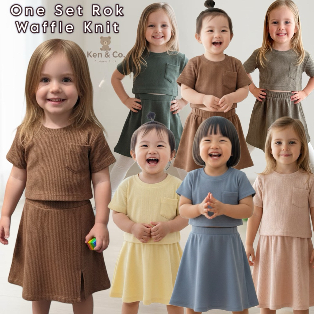Ken&Co - Setelan Anak Waffle Knit Rok | Setelan Anak Korea Style Waffle Skirt