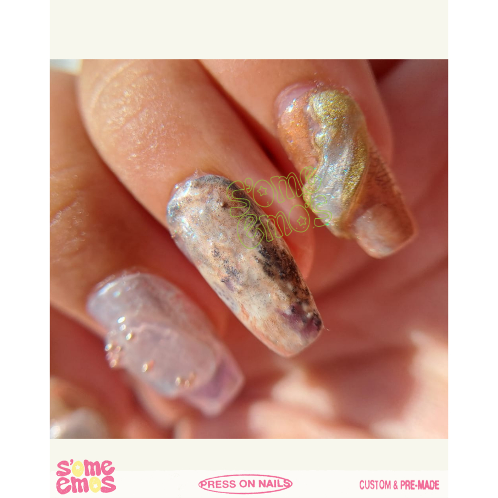 Press on nails | Kuku Palsu Wisuda | Fake Nails | Deep Stone Nuance handmade Some_emoS