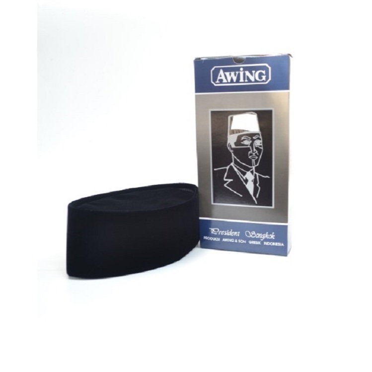 AWING Peci Hitam Polos Songkok Awing Merk AWING ASLI