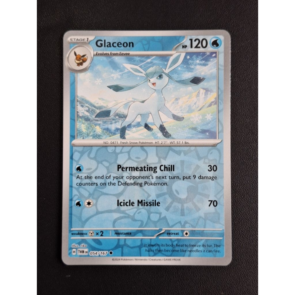 kartu pokemon original holo reverse glaceon twm 054/167