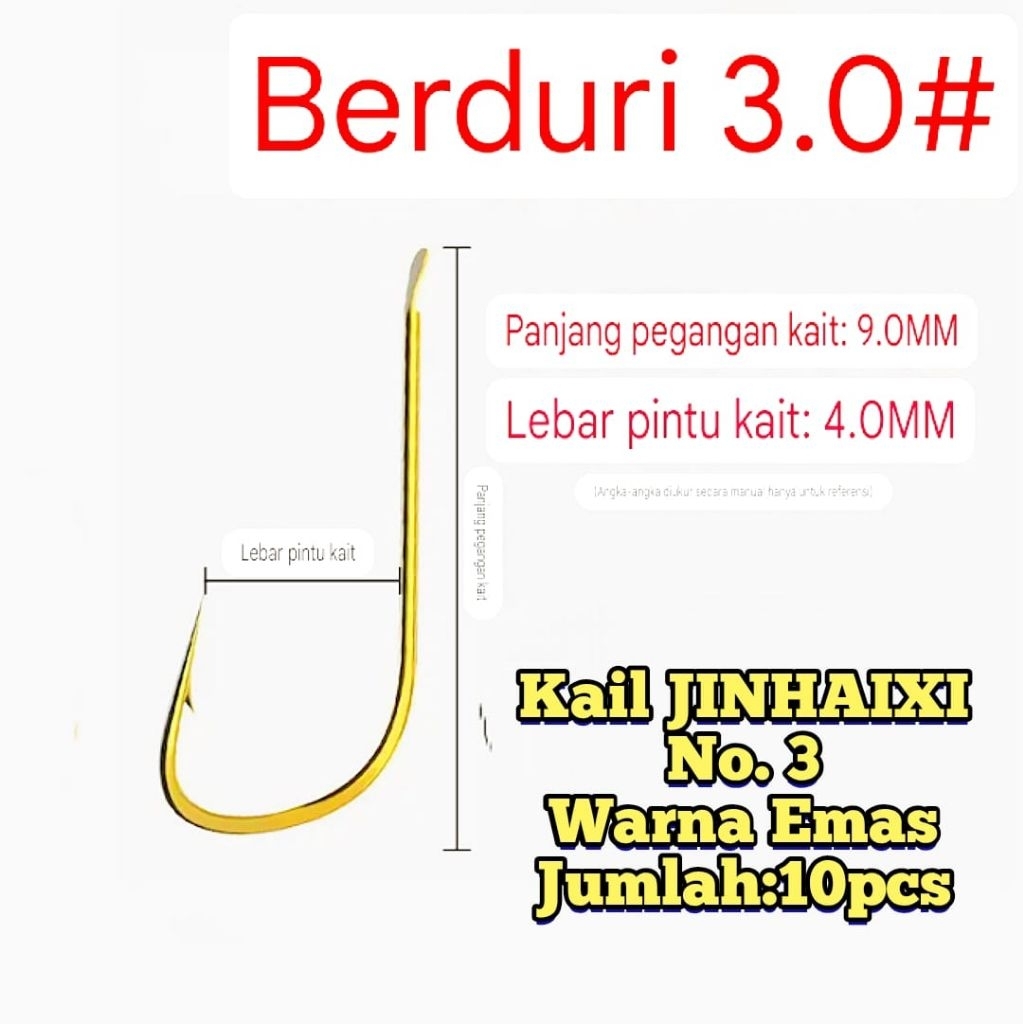 RF00121 kail mini no.3 JINHAIXI warna emas kepala flat kail kecil pancing wader putihan tawes uceng 
