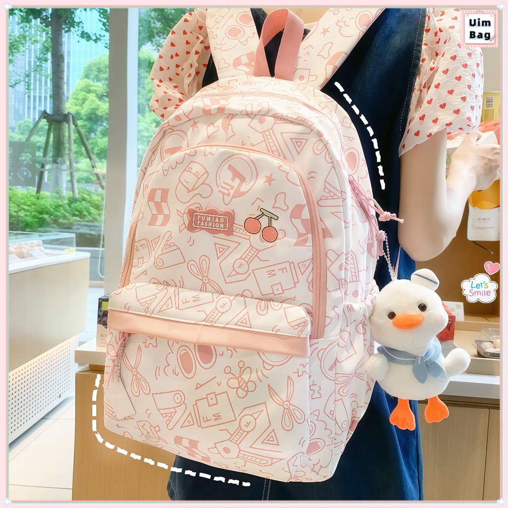 [COD] Grafiti Tas Ransel Sekolah Wanita Tas Sekolah Lucu Korean Style Aesthetic Sekolah Ins Wanita T