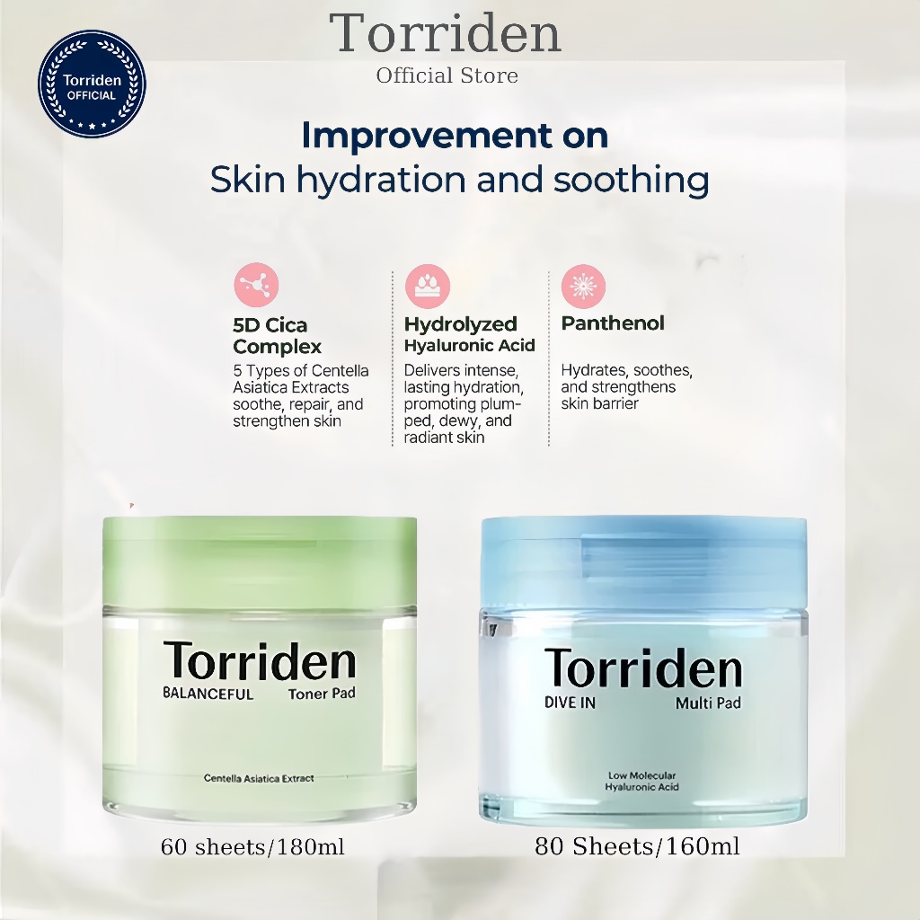 Torriden DIVE IN Multi Pad Low Molecular Hyaluronic Acid TORRIDEN BALANCEFUL Toner Pad Centella Asia