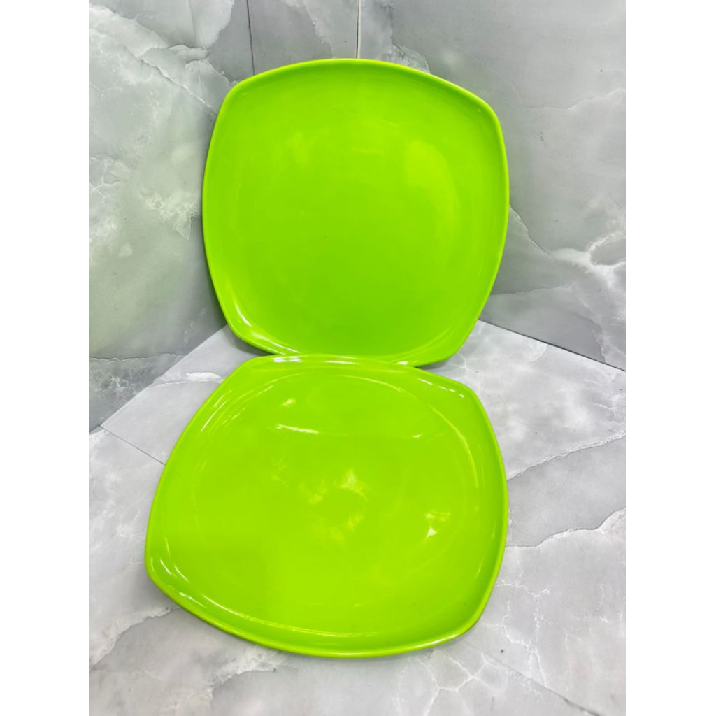 PIRING MELAMIN SEGI PUTIH MOTIF BARU / PIRING MOTIF BUNGA BURUNG MELAMIN