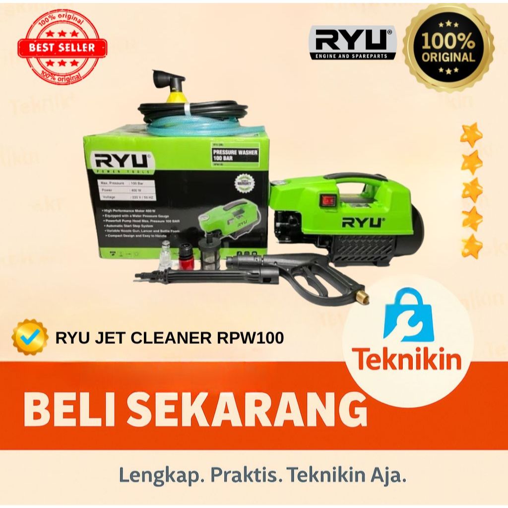 Ryu Jet Cleaner RPW100 Mesin Steam Cuci Mobil Motor AC.