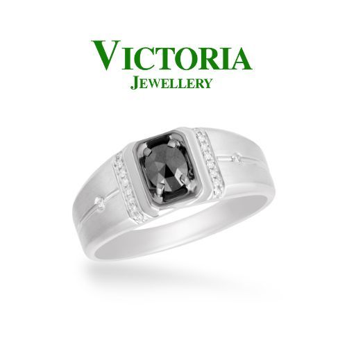 Cincin Berlian Pria Batu Black Diamond VMR1647723 Victoria Jewellery