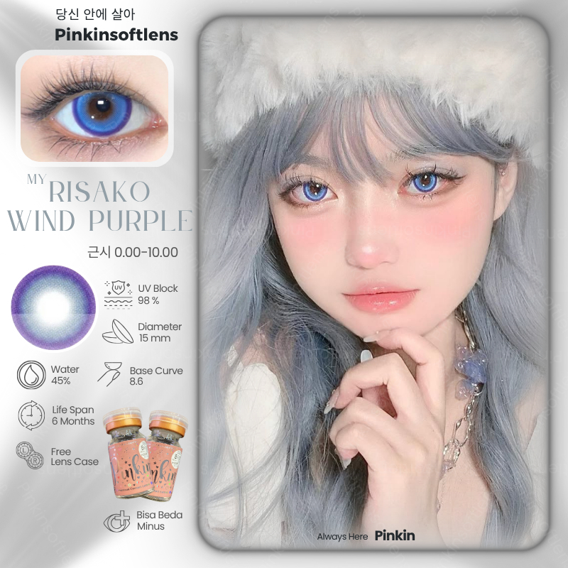 PINKINSOFTLENS My Cupid Cosplay Risako By Pinkin Wind Purple Ungu Lilac Softlens Normal -0.00 Minus 