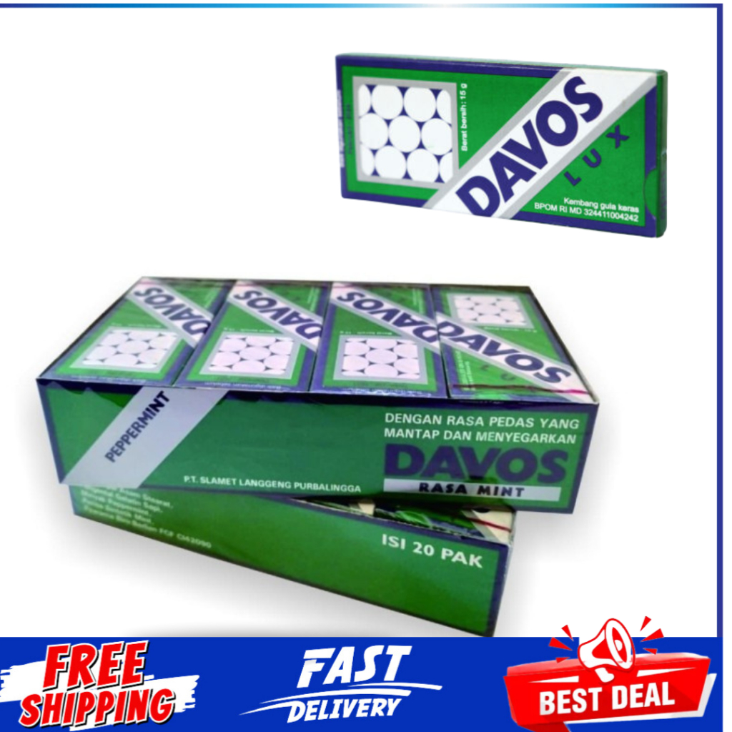 Permen Davos Lux Peppermint 1 Pak Permen Davos Hijau