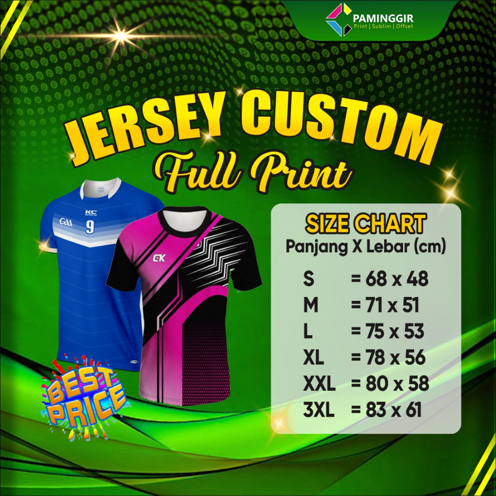 Jersey Futsal Kaos Voli Full Printing Satuan Cewek Cowok Desain Custom Termurahh