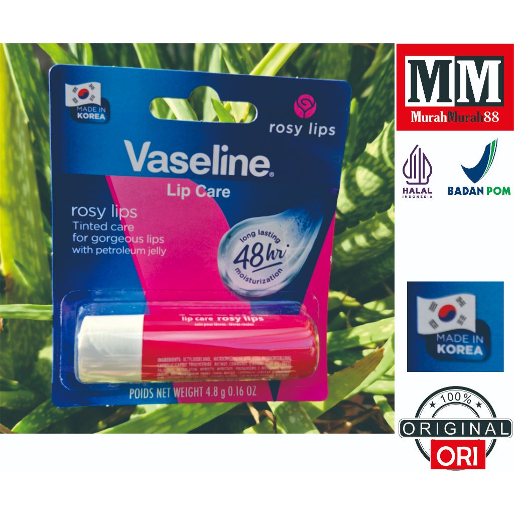 [Ori Kemasan Baru] Vaseline Lip Therapy Stick Rosy Lips Balm 4.8gr Original BPOM- Made in Korea