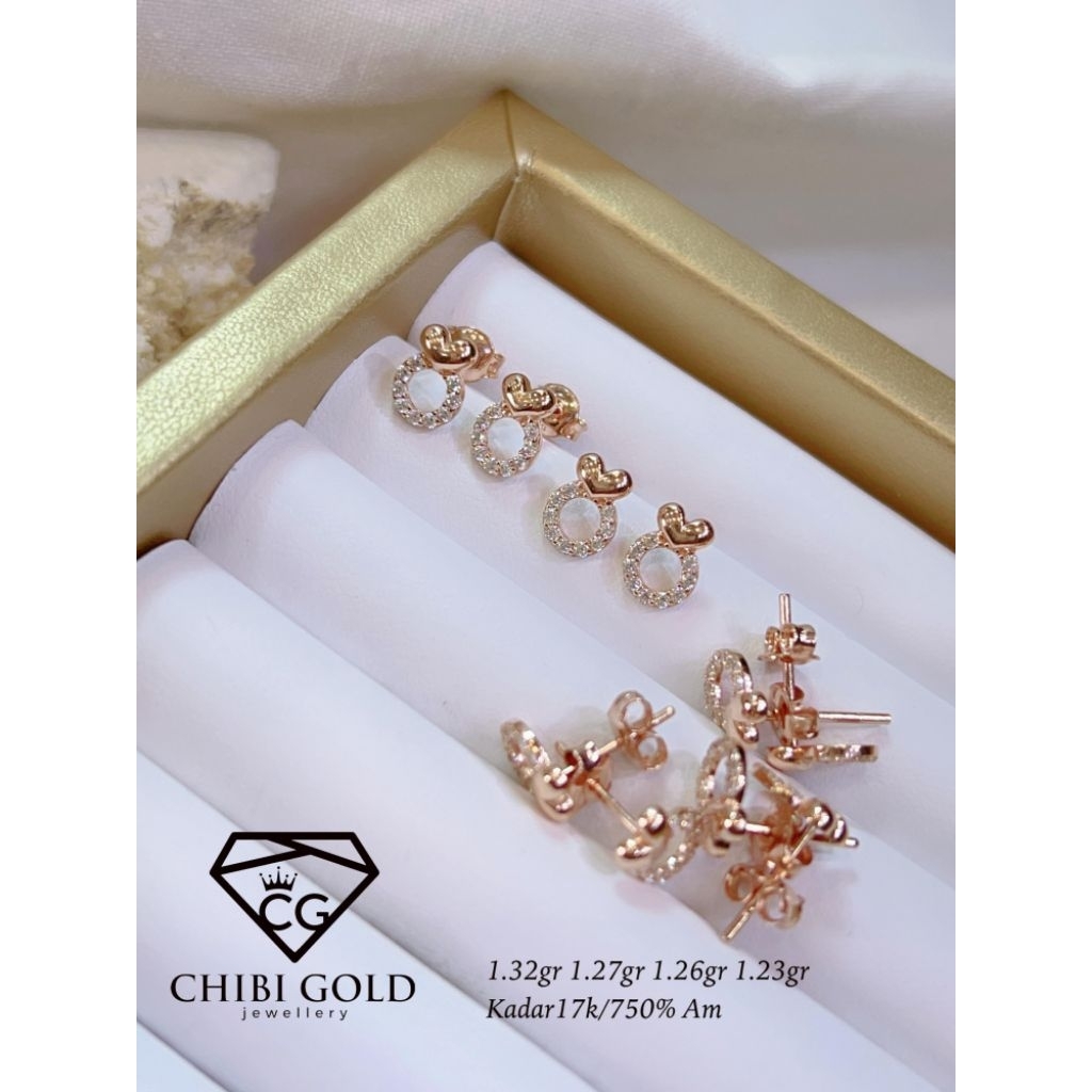 CHIBI LOKASARI - ANTING LOVE BOLONG BULAT AMERO EMAS 750 KADAR 17K