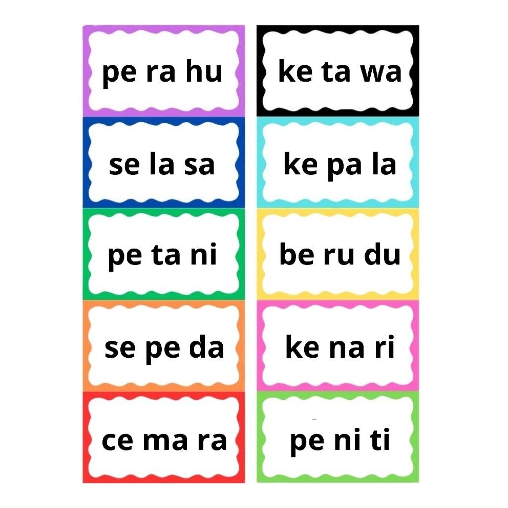 70pc KARTU BACA 3 SUKU KATA BELAJAR MEMBACA ANAK