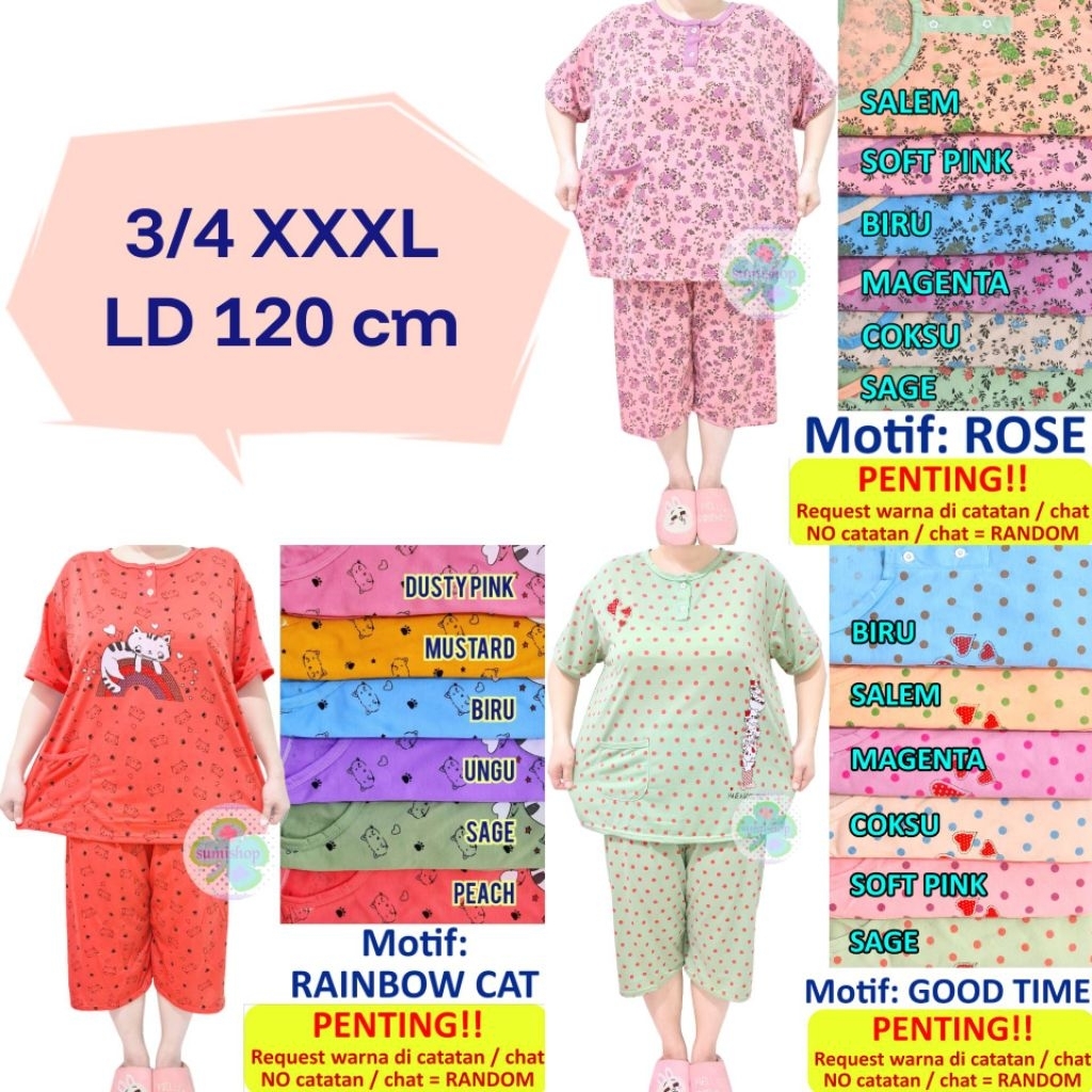 Baju Tidur 3/4 XXXL JUMBO Babydoll Dewasa