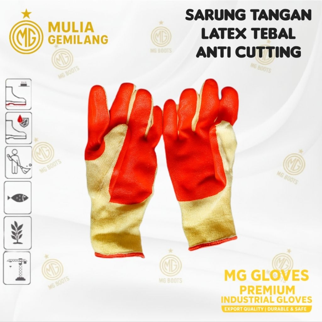 Sarung Tangan Latex Super TEBAL (Seperti sarung tangan Kiper) anti cutting