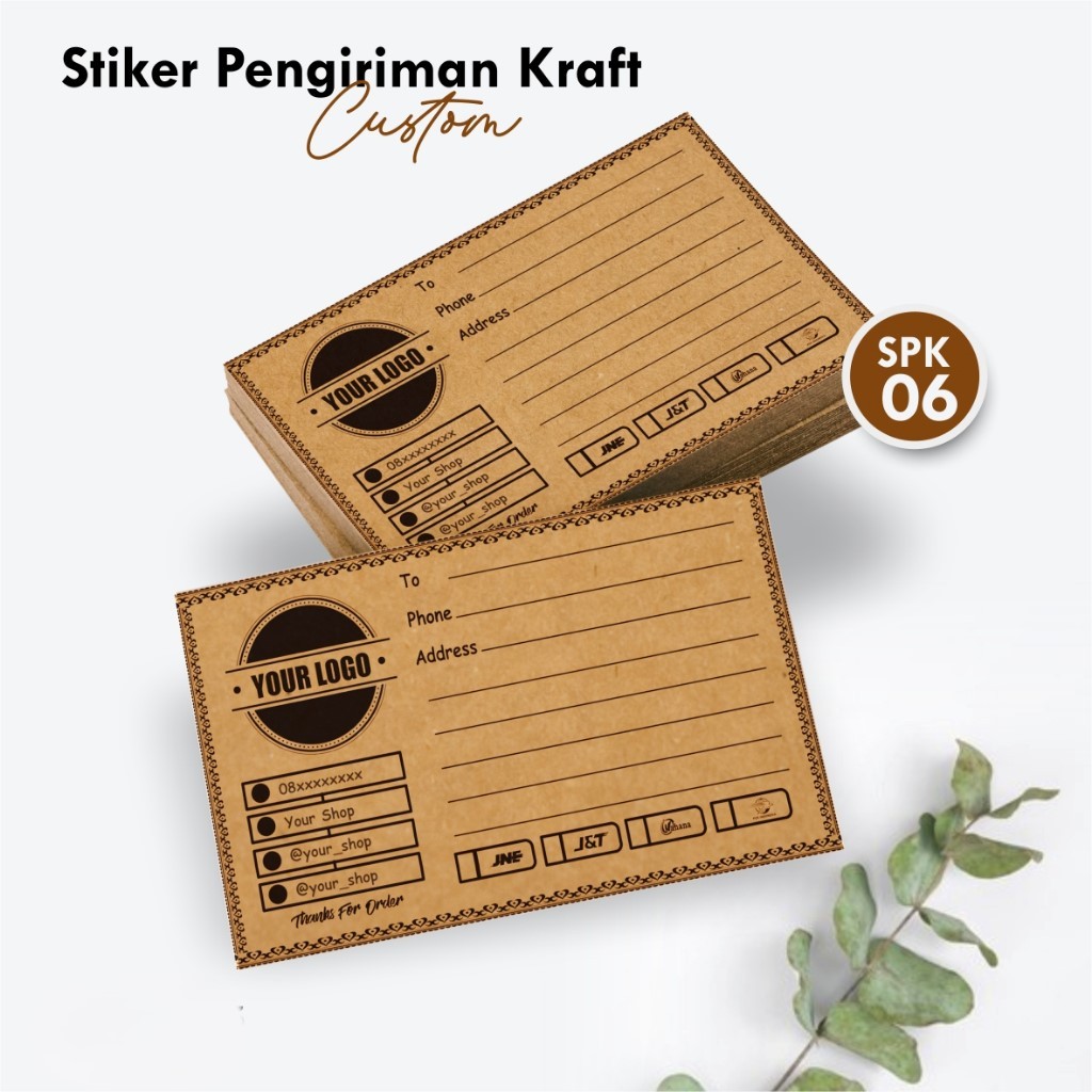 STIKER LABEL PENGIRIMAN OLSHOP - STICKER ALAMAT PENGIRIMAN CUSTOM KRAFT PREMIUM