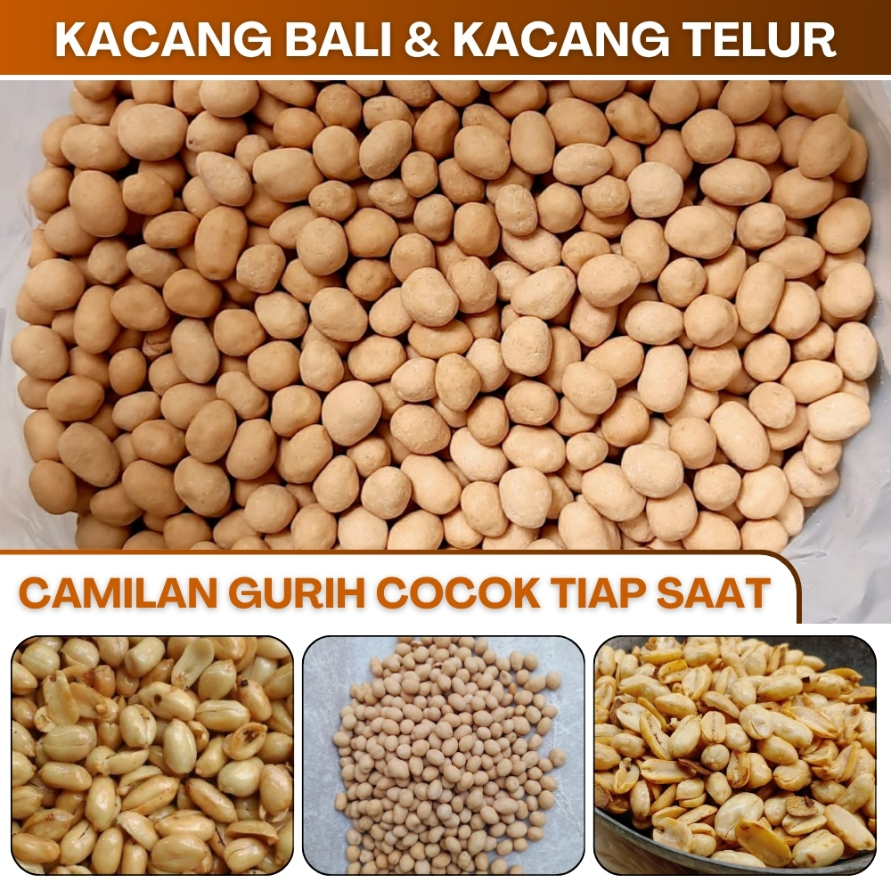 Camilan Kacang Bawang Sangrai Asin Snack Kacangan Bali Renyah Kacang Atom Telur Oven Kemasan 500g