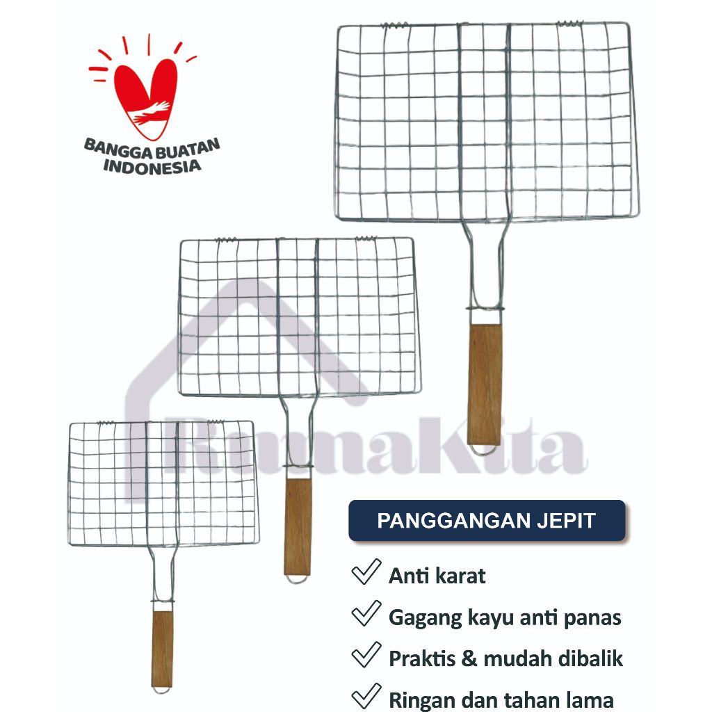 Pemanggang ikan bakar / ayam bakar / panggangan jepit stainless bakaran Jepit anti karat
